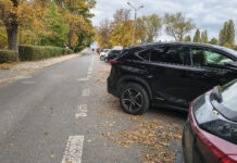 Dwernickiego Józefa herbu SAS na drodze dla rowerów nie parkujemy a rowerzysta na jezdni